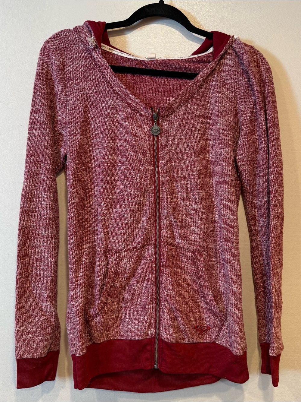 Roxy Y2K Heathered Maroon Lightweight Zip-Up Hoodie Women's Large